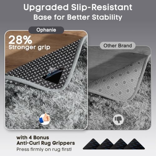 Ophanie Tie-Dyed Grey Area Rugs 6x9 for Bedroom Living Room, Light Gray Fluffy Shag Fuzzy Carpet,Plush Shaggy Rug,Indoor Carpet for Kids Boys Dorm Home Decor Aesthetic, Nursery with 99 pcs Pile fibers