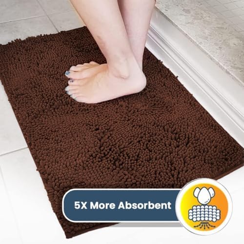 Muddy Mat® | Super Water Absorbent Door Mat Indoor, Microfiber Quick Dry Chenille Entryway Rug, Slip Resistant Front Door Mat, Indoor Mats for Entryway, Machine Washable Pet Rug, Chocolate 24" x 40"