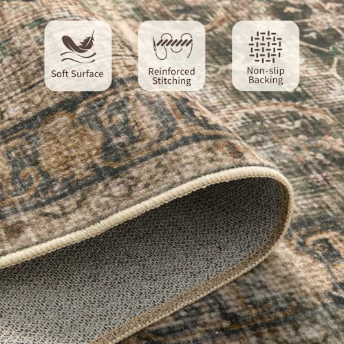 Rugxara 4x6 Area Rug for Living Room Bedroom Washable Rug, Brown