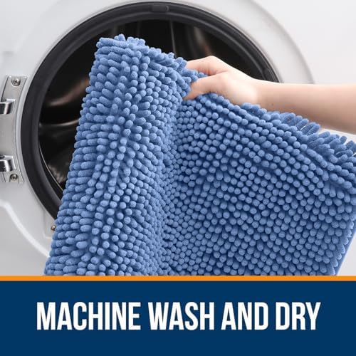 OLANLY Bathroom Runner Rugs 47x17, Extra Soft Absorbent Chenille Bath Rugs