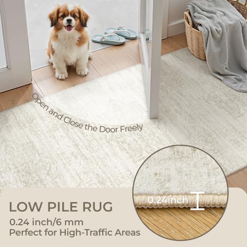 2'6 x 8' Runner Rug Non Slip,Washable Kitchen Rugs,Beige