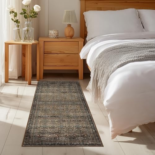 Ruaruarug Hallway Washable Runner Rug 2×6, Ultra Soft, Vintage Brown