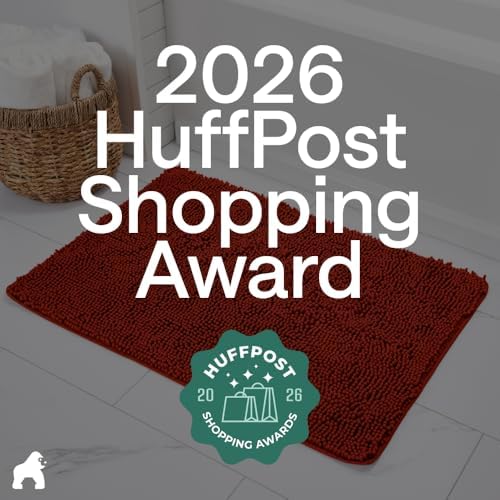 GORILLA GRIP Bath Rug Mat for Bathroom, Thick Chenille, 36x24 Sunset Orange