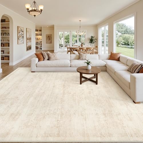 10x14 Area Rugs Living Room: Bedroom Washable Carpet Retro Beige