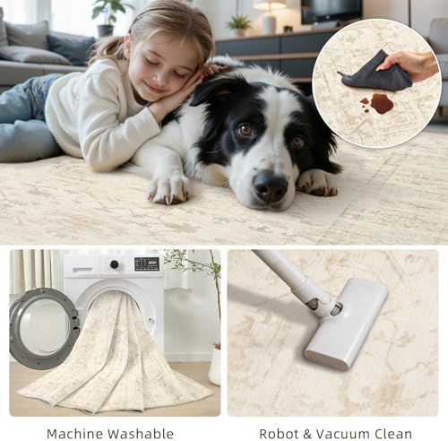 10x14 Area Rugs Living Room: Bedroom Washable Carpet Beige/Brown