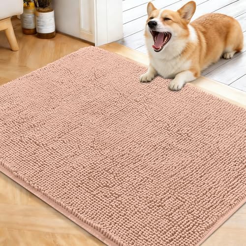 OLANLY Dog Door Mat for Muddy Paws 40x32, Super Absorbent Chenille Mud Mat