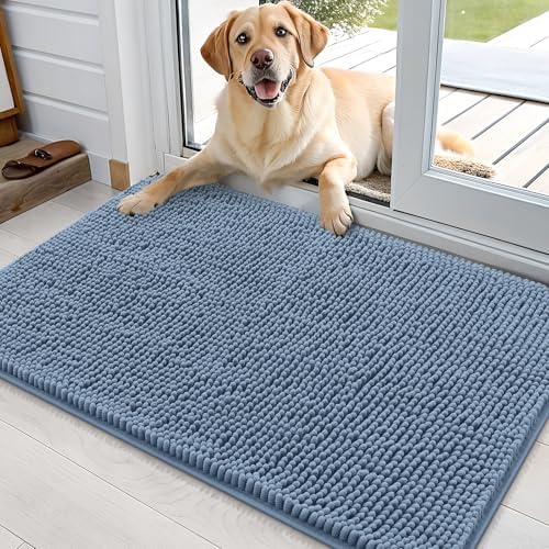 OLANLY Dog Door Mat for Muddy Paws 35x24, Super Absorbent Chenille Mud Mat
