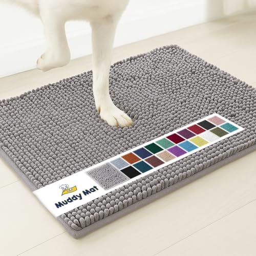 Muddy Mat® | Super Water Absorbent Door Mat Indoor, Microfiber Quick Dry Chenille Entryway Rug, Slip Resistant Front Door Mat, Indoor Mats for Entryway, Machine Washable Pet Rug, Grey XXXL 72"X48"