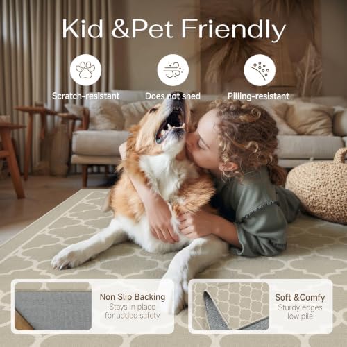 PureCozy Beige 2x3 Washable Area Rug Entryway Small Non Slip Door Mat