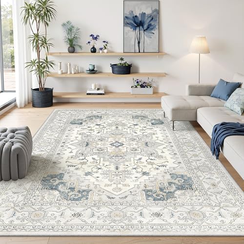 befbee Area Rug 5x8, Stain Resistant Neutral Carpet for Living Room