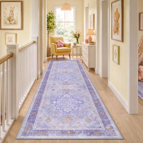 RELEANY Washable Area Rug, Runner 3'x10', Purple