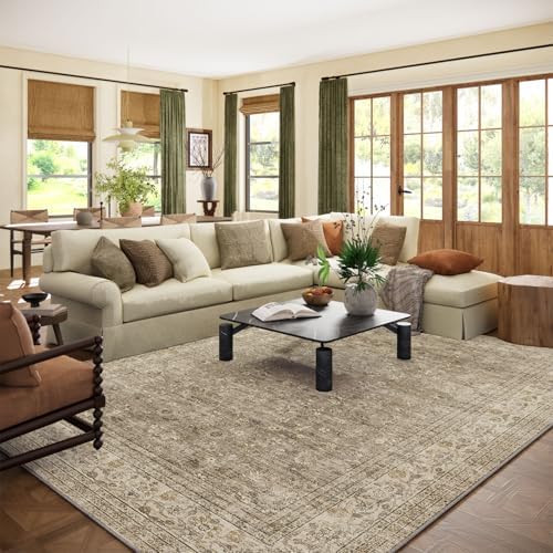 Washable Area Rugs for Living Room: 8x10 Bedroom Rug Non Slip Large Carpet
