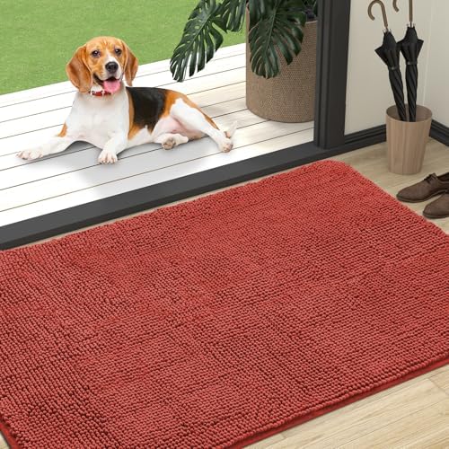OLANLY Dog Door Mat for Muddy Paws 47x32, Super Absorbent Chenille Mud Mat