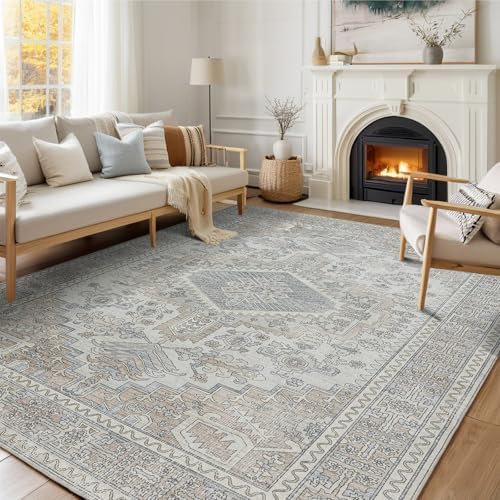 6x9 Washable Area Rugs for Living Room,Bedroom,Dining Room- Retro Taupe