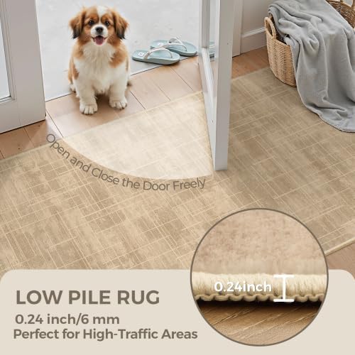2x10 Runner Rug Non Slip,Washable Hallway Runner Rug,Brown