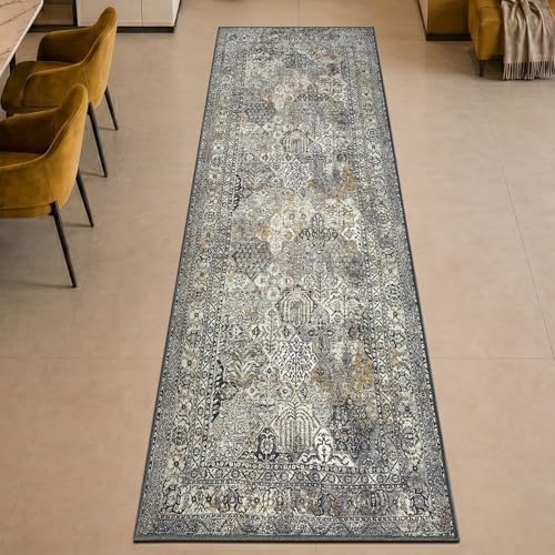 Keen Home Design Vintage Washable Runner Rug, Non-Slip Low Pile, 2x12