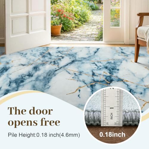 6x9 Washable Non-Slip Area Rug for Living Room (Gold Blue)