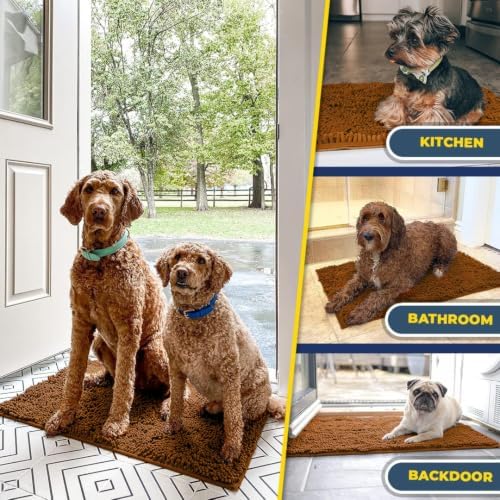 Muddy Mat® | Super Water Absorbent Door Mat Indoor, Microfiber Quick Dry Chenille Entryway Rug, Slip Resistant Front Door Mat, Indoor Mats for Entryway, Machine Washable Pet Rug, Amber 32" x 40"