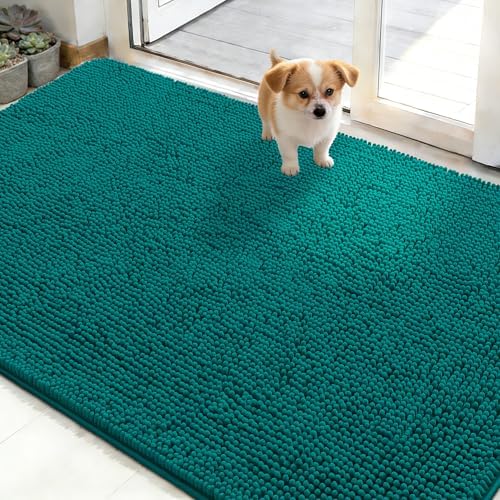 OLANLY Dog Door Mat for Muddy Paws 50x30, Super Absorbent Chenille Mud Mat