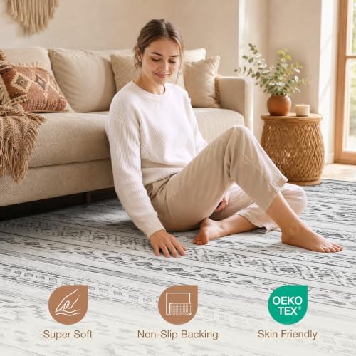 cotiled Boho 5x8 Area Rugs for Living Room: Soft Moroccan Washable Rug