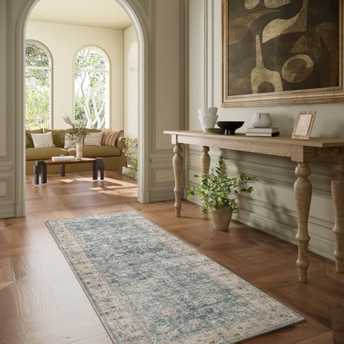 Washable Kitchen Rug Runners for Hallways: 2'x6' Bedroom Rug with Non Slip Backing Low-Pile Soft Indoor Floor Carpet Runner for Indoor Entryway Hallways Kitchen Laundry Room Farmhouse