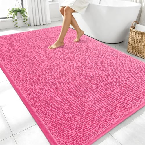 OLANLY Large Bathroom Rugs 70x46, Extra Soft Absorbent Chenille Bath Rugs