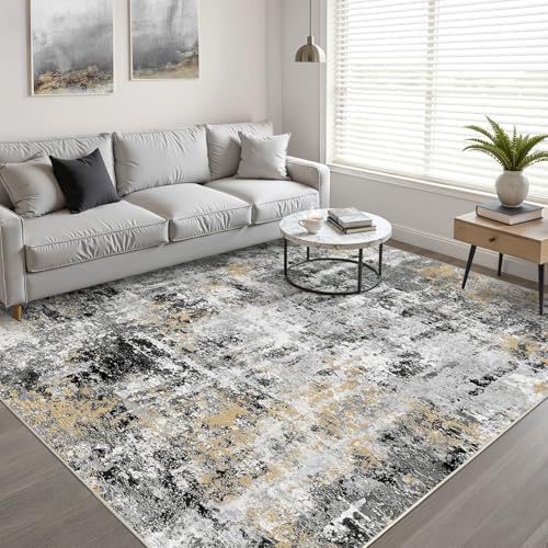 LOONGRUG 7x9 Area Rug Washable Large Neutral Modern Living Room Rugs