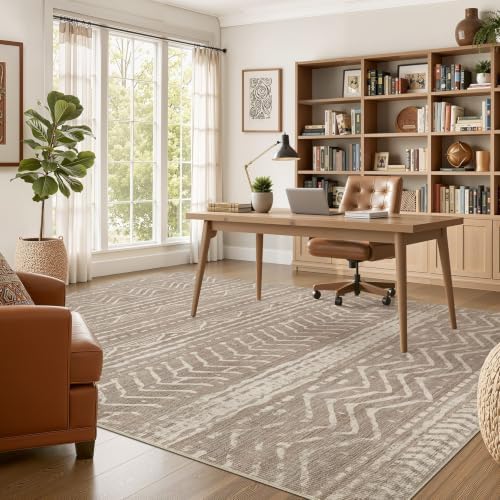 Nakagishi Boho 7x9 Area Rug Living Room Rugs Machine Washable Dark Brown