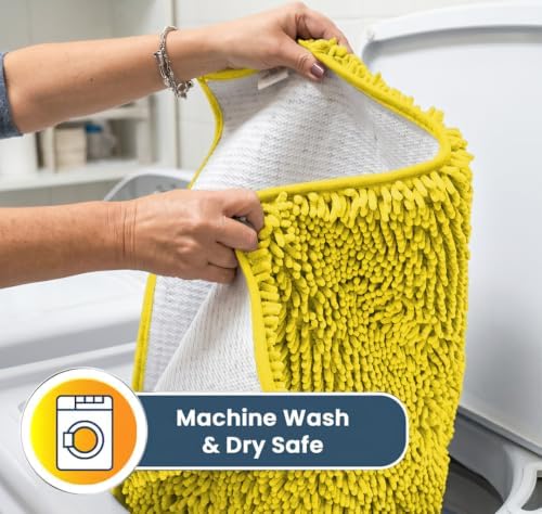 Muddy Mat® | Super Water Absorbent Door Mat Indoor, Microfiber Quick Dry Chenille Entryway Rug,Slip Resistant Front Door Mat,Indoor Mats for Entryway,Machine Washable Pet Rug, Lemon Yellow 20" x 30"