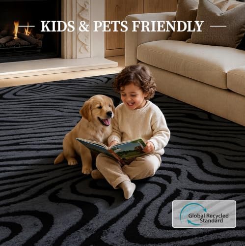 YIHOUSE Zebra Hallway Runner Rugs 2x8: Grey Washable Bathroom Rug