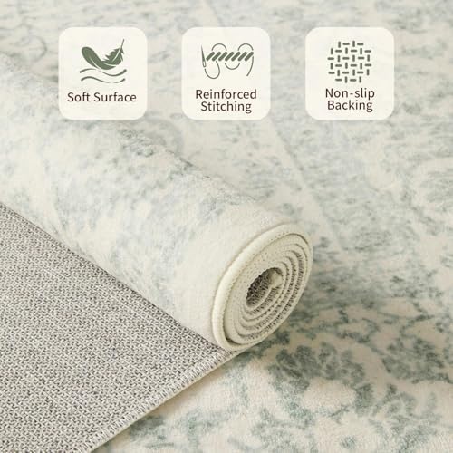 Rugxara 4x6 Vintage Boho Washable Rug for Bedroom(Green)