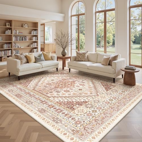zesthome 9x12 Area Rugs for Living Room,Large Washable Rug,Red