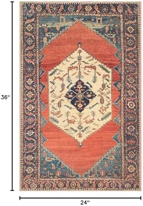 Keen Home Design Vintage Washable Entryway Rug, Non-Slip Low Pile, 2x3