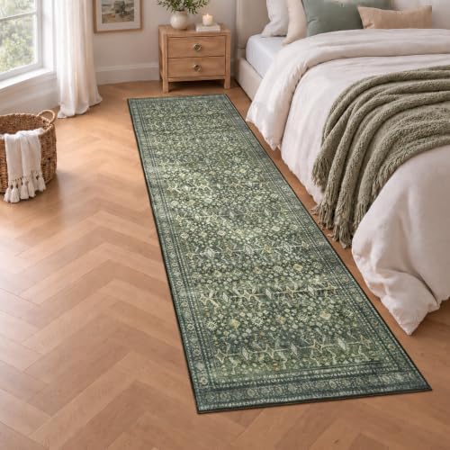 Lessymo Washable 2 x 8 Long Runner Rugs,Soft for Entryway Hallway Green