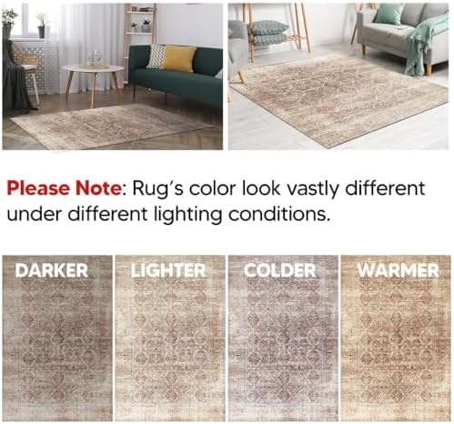 Keen Home Design Vintage Washable Area Rug, Non-Slip Low Pile, 9x12