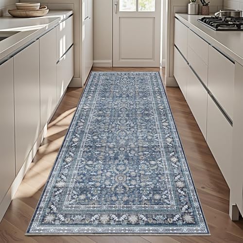 OPPODREAM Vintage Blue Area Rugs 3x6, Washable Rug for Living Room