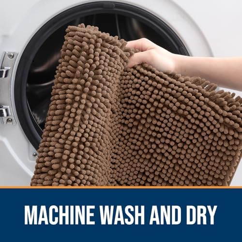 OLANLY Dog Door Mat for Muddy Paws 70x32, Super Absorbent Chenille Mud Mat