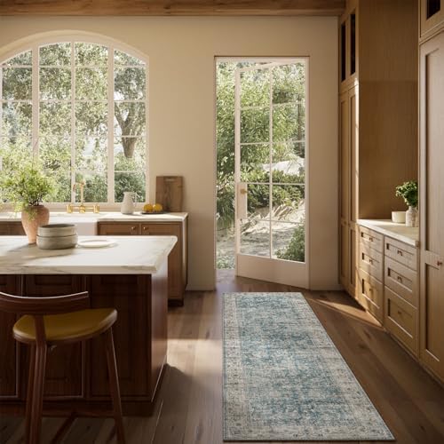 Washable Kitchen Rug Runners for Hallways: 2'x6' Bedroom Rug with Non Slip Backing Low-Pile Soft Indoor Floor Carpet Runner for Indoor Entryway Hallways Kitchen Laundry Room Farmhouse
