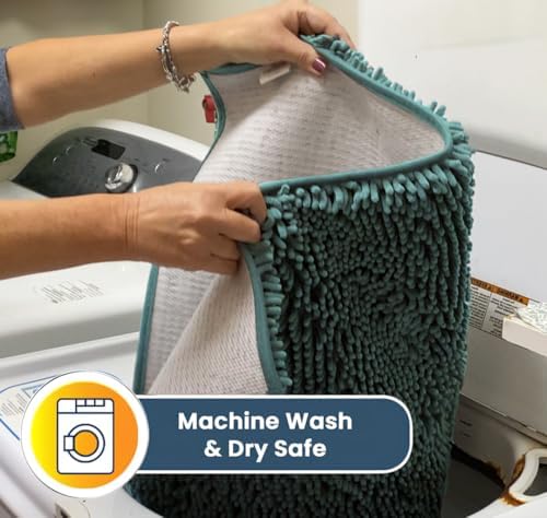 Muddy Mat® | Super Water Absorbent Door Mat Indoor, Microfiber Quick Dry Chenille Entryway Rug, Slip Resistant Front Door Mat, Indoor Mats for Entryway, Machine Washable Pet Rug, Sea Green 26" x 42"