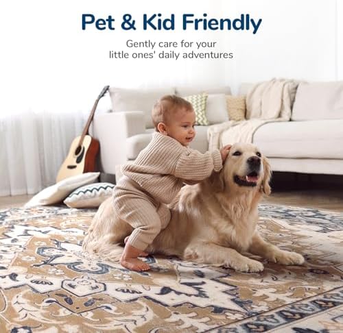Lessymo 4 x 6 Area Rugs for Living Room, Machine Washable Faux-Wool Rugs
