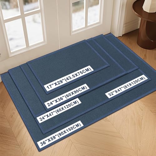 LEKEEPGO Door Mat 17"x29", Non Slip Door Mat Indoor Entrance, Cyan Blue