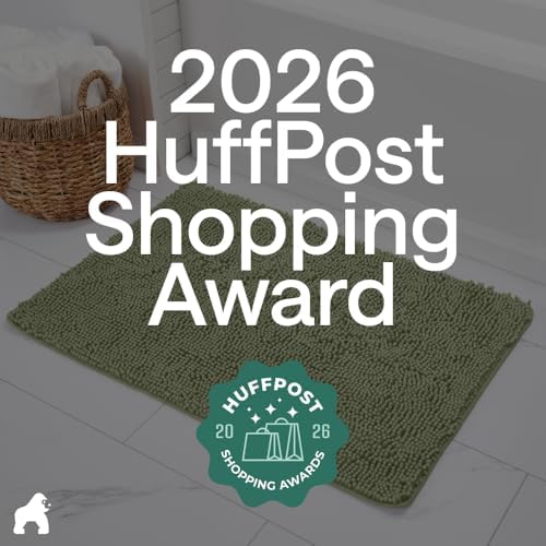 GORILLA GRIP Bath Rug Mat for Bathroom, Absorbent Chenille 44x26 Sage Green