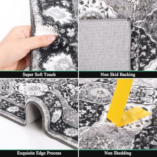 HEBE Hallway Runner Rug 2'x6', Washable Non Slip Kitchen Rug Runner