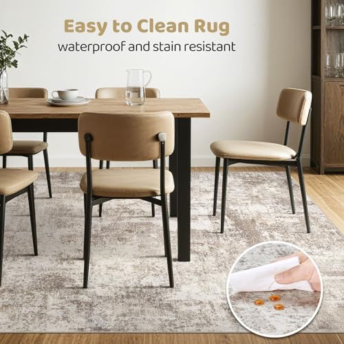 LOONGRUG 10x12 Area Rug Washable Large Neutral Modern Living Room Rug