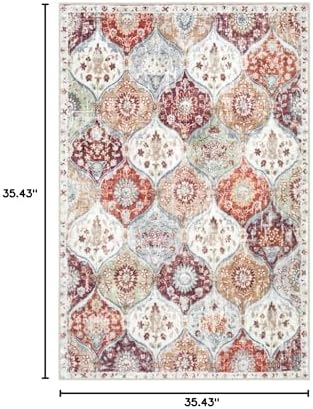 Lahome Moroccan Washable Rugs for Living Room, 4x6 Rug for Bedroom Non-Slip