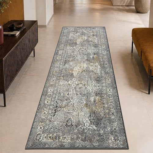 Keen Home Design Vintage Washable Runner Rug, Non-Slip Low Pile, 2x7