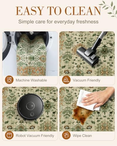 OLANLY 2x3 Washable Small Rug Non Slip Indoor Door Mat for Entryway Bedside