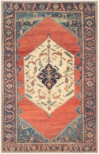 Keen Home Design Vintage Washable Entryway Rug, Non-Slip Low Pile, 2x3