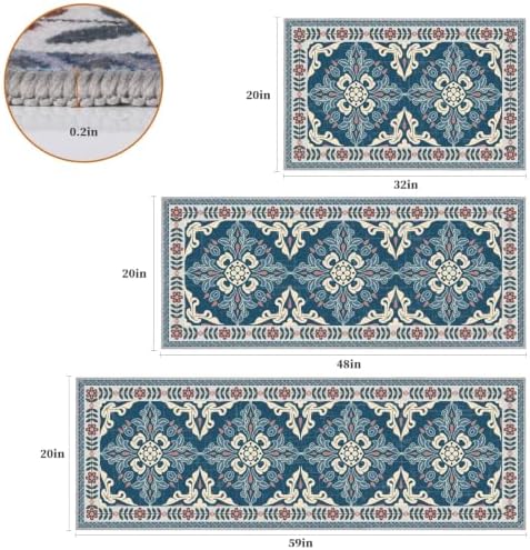 3 Piece Kitchen Rugs Set, Non Slip Washable Floor Mats with Water Absorbent
