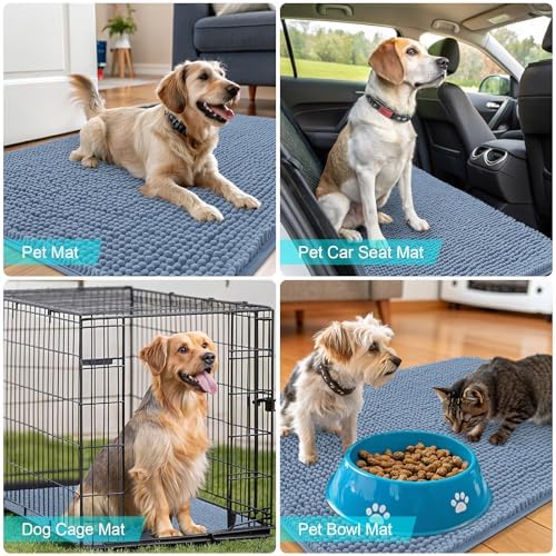 OLANLY Dog Door Mat for Muddy Paws 44x24, Super Absorbent Chenille Mud Mat